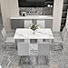 MUUOKY Dining Table Set for 6, 63'' Kitchen Table and Chairs for 6, White Faux Marble Table and 6 PU Leather Modern Chairs Set, Suitable for Kitchen Dining Room,Easy to Assemble