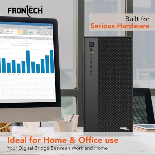 Image of Frontech Glory Compact Mid-Tower Computer Case | Silver Range | 2 x Front USB & Front Audio- Black (FT-4377)