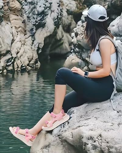 Image of KuaiLu Womens Orthopedic Walking Sandals with Comfortable Arch Support Plantar Fasciitis Relief Summer Outdoor Hiking Sport Recovery Adjustable Strap Athletic Chunky Cushion Shoes