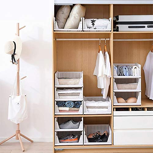 Yorbay Stapelbare garderobe-organizer, 3 stuks, kledingopbergdoos, uittrekbare ladeverdelers, opvouwbare plastic manden… - Image 7