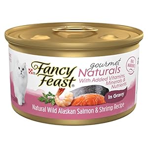 Purina Fancy Feast Wet Cat Food Gourmet Naturals Wild Alaskan Salmon and Shrimp Recipe in Wet Cat Food Gravy – (Pack of 12) 3 oz. Cans