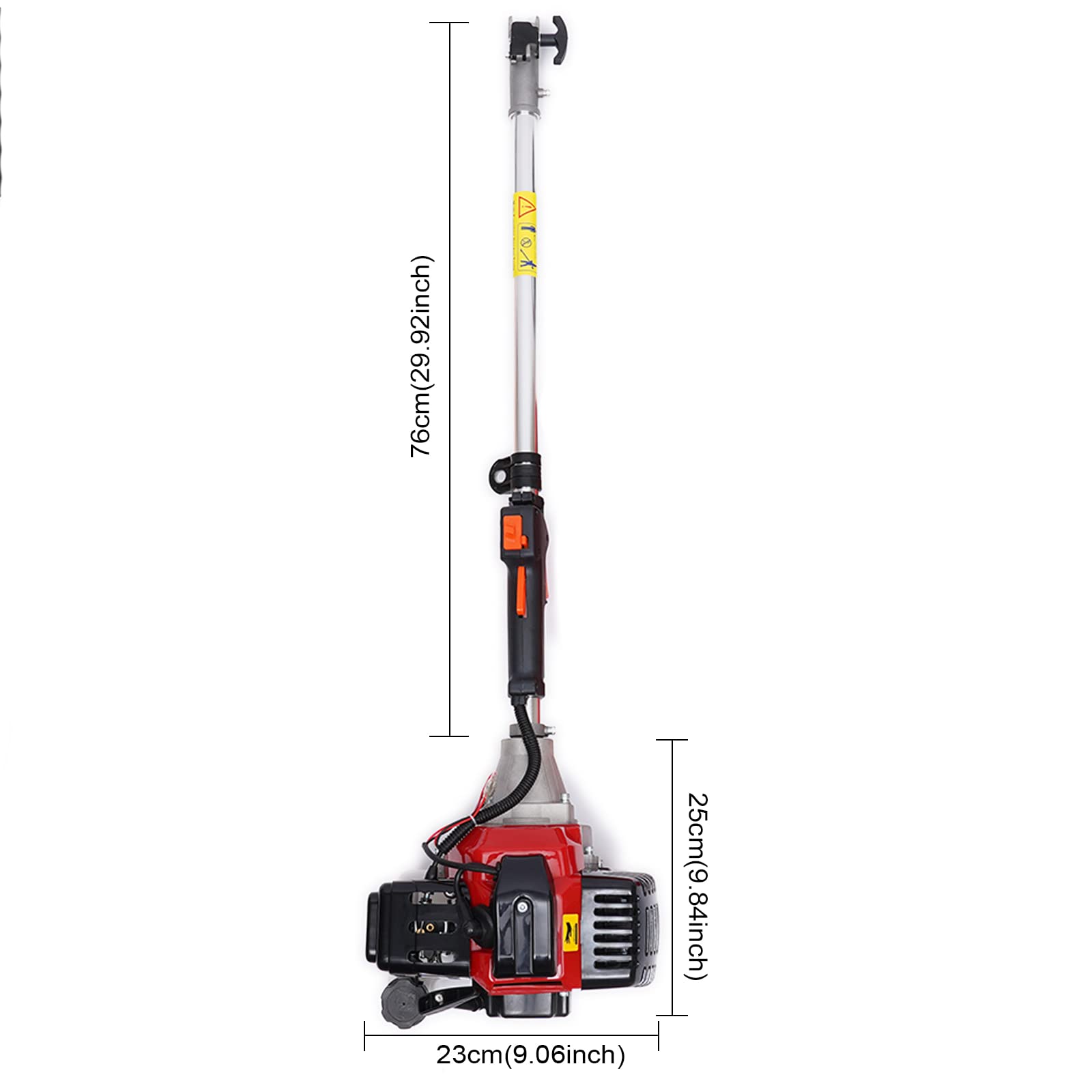 2-suwowy sekator benzynowy 52 cc, 1,7 kW, ze zbiornikiem paliwa 1000 ml i 7 głowicami, 6500 – 8500 obr./min 110 dB, nożyce do żywopłotu, benzynowe do mocnego cięcia w wysokich koronach drzew