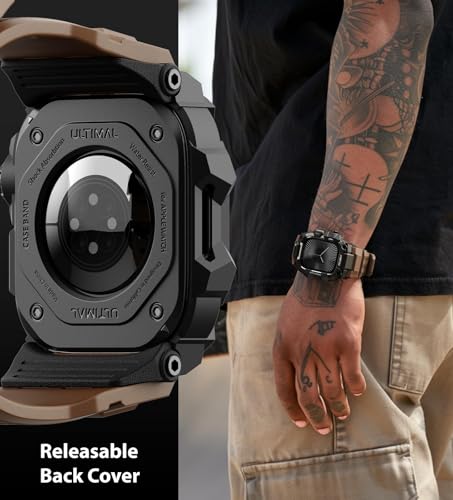 Image of ULTIMAL Rugged Case with Band for Apple Watch 46mm,Compatible with Apple Watch Series 11 /10, Military Grade Shockproof Bumper Cover for iWatch Tactical Band Men (Coffee Brown, 46mm)