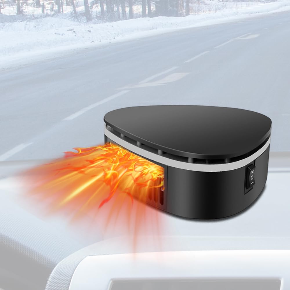 Calentador de Coche 12 V 120 W, Calefactor Coche，2 en 1 de Frío/Calo Calentador Portátil para Coche 360 Grados de rotación con Calentamiento Rápido con Encendedor de Cigarrillos