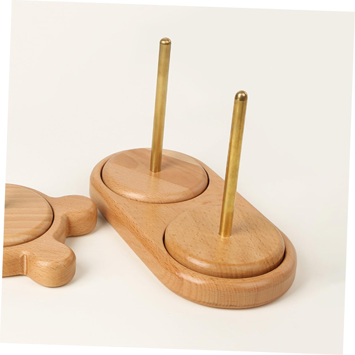 Soporte de Carretes de Madera de Haya Doble Portacarretes Giratorio para Hilo de Coser y Manualidades Estante Organizador Portátil para Almacenamiento de Hilos en Costura y