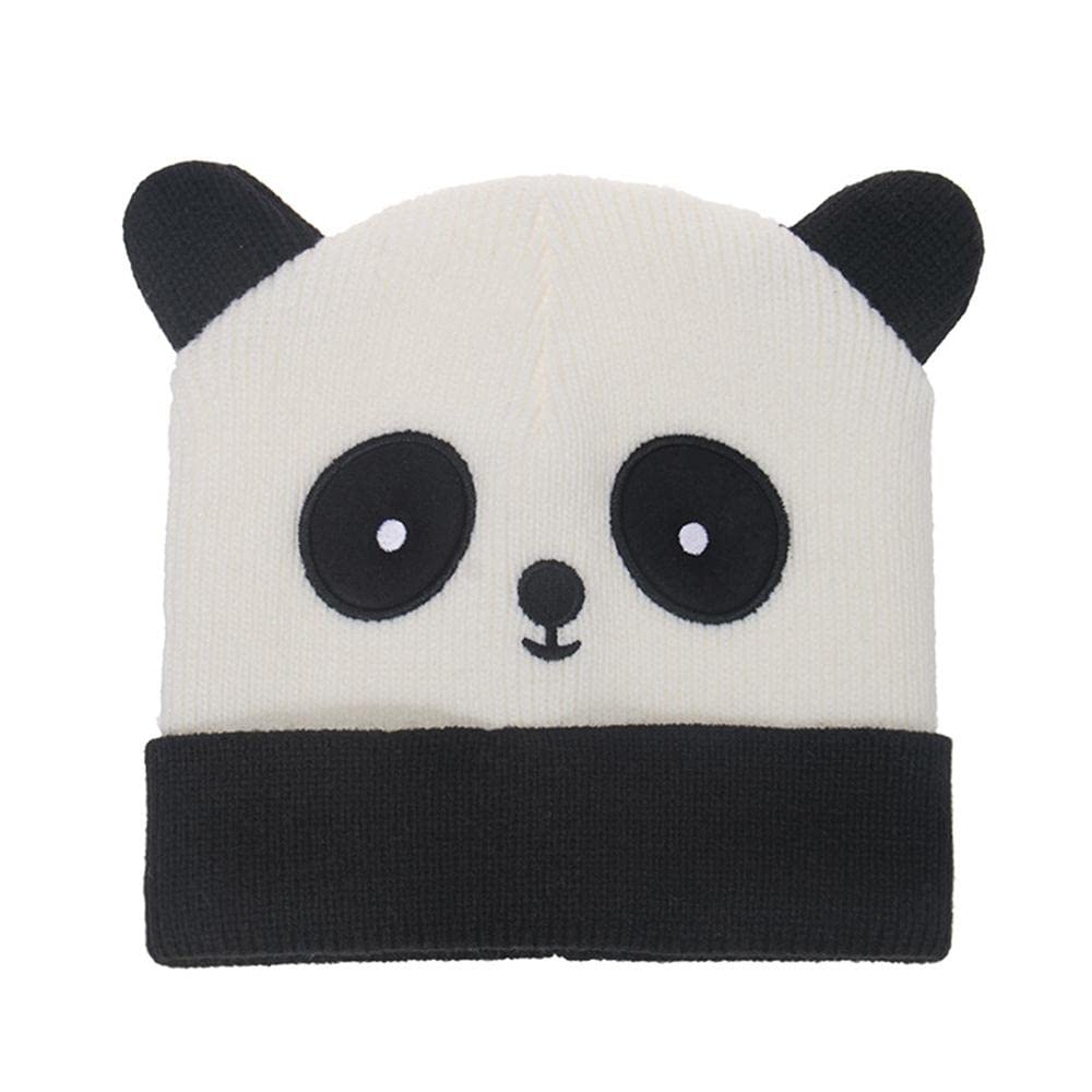Camicalmi Women's White Beanie Knitted Hat For Warm Winter Ski Outdoor Cute Panda Shape