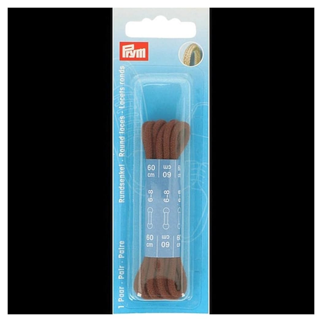 Prym Round Laces, Brown, 60 cm x Ø 3 mm, Braun, 2 Stück