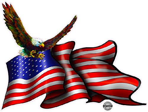 American Flag Soaring Eagle Large Decal 24"