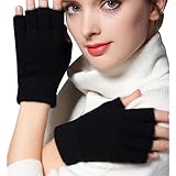 LerBen Cashmere Half Finger Gloves Thermal Fingerless Mitten Wrist Warmers for Mens Womens