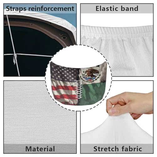 Image of Car Hood Cover Protector Stretchable Auto Hood Wrap Blankets Waterproof Sun Proof Auto Exterior Accessories for SUV Sedans Trucks (USA Flag and Mexican Flag Stitching)