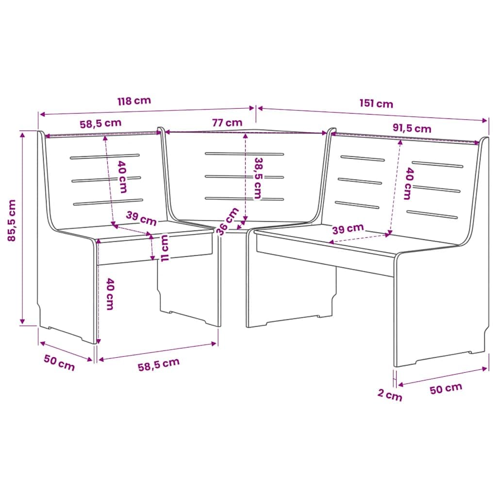 vidaXL Panca Angolare 151 cm in Legno Massello di Pino Marrone Miele