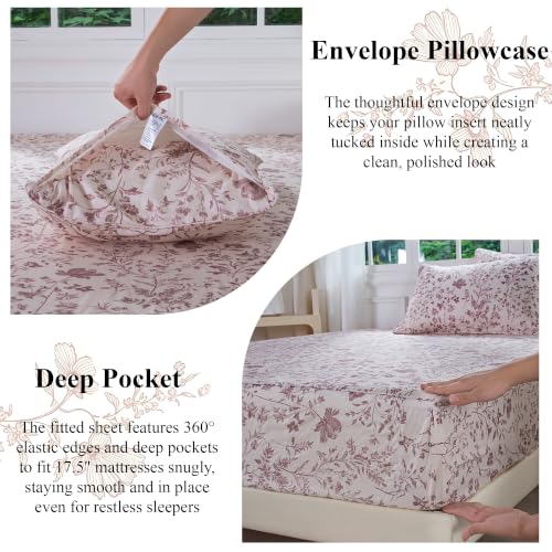 Image of FADFAY 100% Muslin Cotton Double Gauze Sheet Set, King Size, 4 Pieces