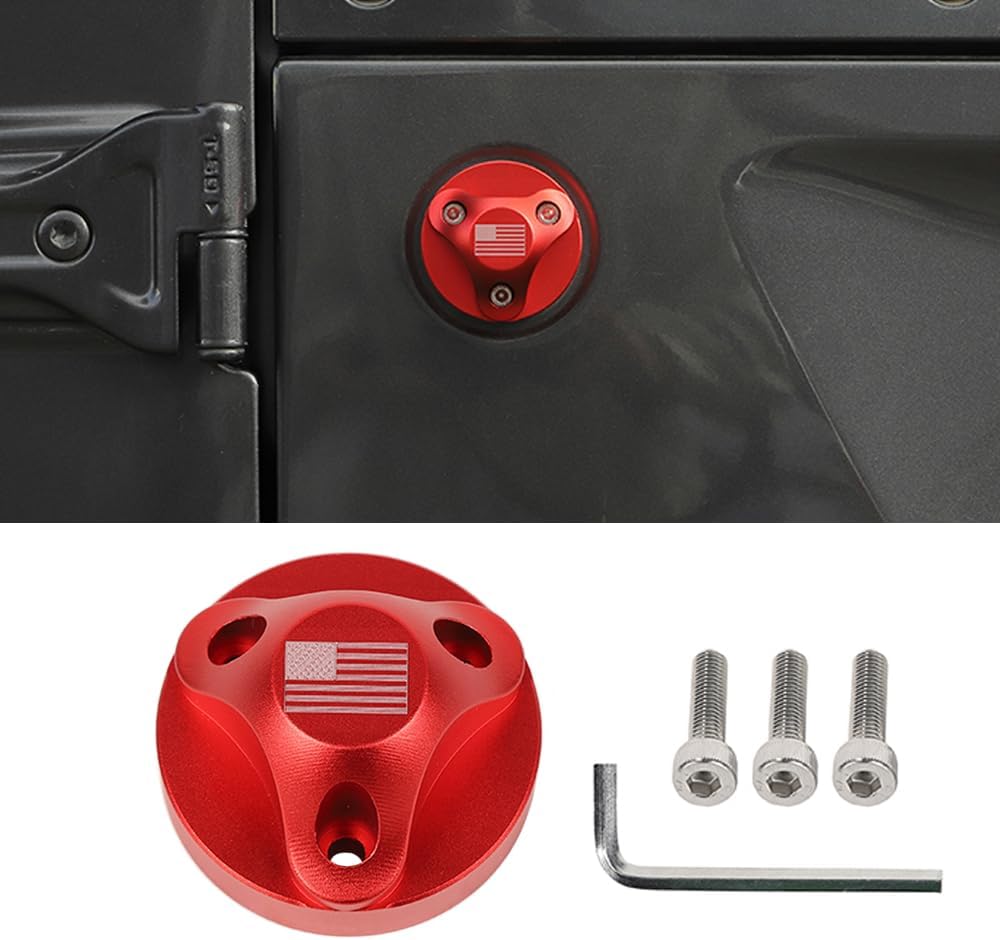 Car Antenna Base Cover, Aluminium Alloy Vehicle Antenna Mount Adapter Replacement Accessories Compatible with Jeep Wrangler 2007-2017 JK JKU 2018-2023 JL JLU Gladiator JT (A, RED)