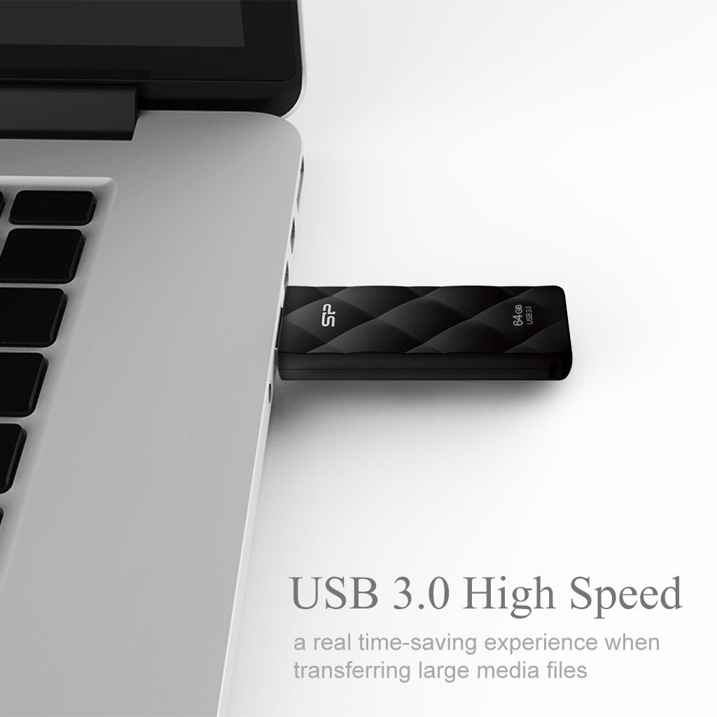 Silicon Power SP064GBUF3B20V1K Blaze B20 Chiavetta USB 3.0 da 64 GB, Lettura/Scrittura 50/10 MB/s, Nero
