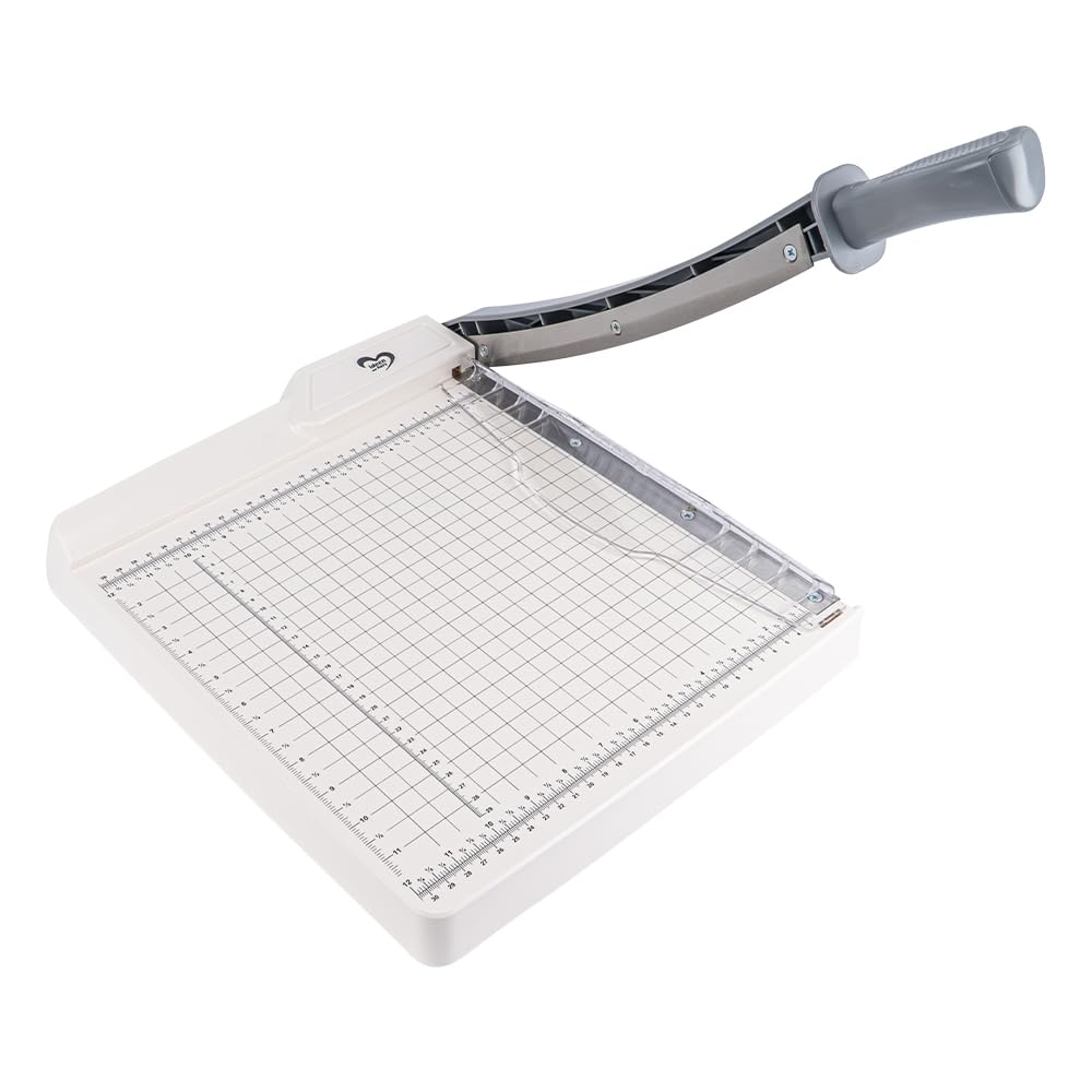 Ideen mit Herz Taglierina per carta, cartone, feltro, sughero, gomma espansa, pelle, capacità 12 fogli da 80 g/m², superficie di taglio 30 x 30 cm, griglia in pollici e cm