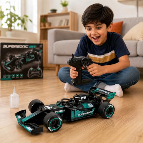 Image of Formula 1 Inspired Remote Control Drift Car Toy - High Speed Rechargeable RC Sports Racing Car with 2.4GHz Wireless System and Durable Rubber Tires for Boys