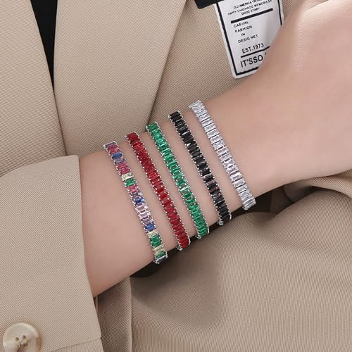 Tennis Bracelets for Women Trendy 14K White Gold Plated Birthstone Tennis Bracelet Sparkly Cubic Zirconia Bracelet Diamond Bracelet Mothers Day Gifts Birthstone Jewelry for Women3