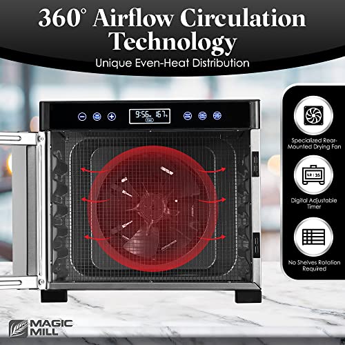 Magic Mill Food Dehydrator Machine | 7 Stainless Steel Trays | Dryer For Jerky, Dog Treats, Herb, Meat, Beef, Fruit | Keep Warm Function, Digital Timer And Temperature Control, Equipped Safety Over-Heat Protection, Etl Approved - (Mfd-7070, 7 Stainless Steel Trays) #TOP4
