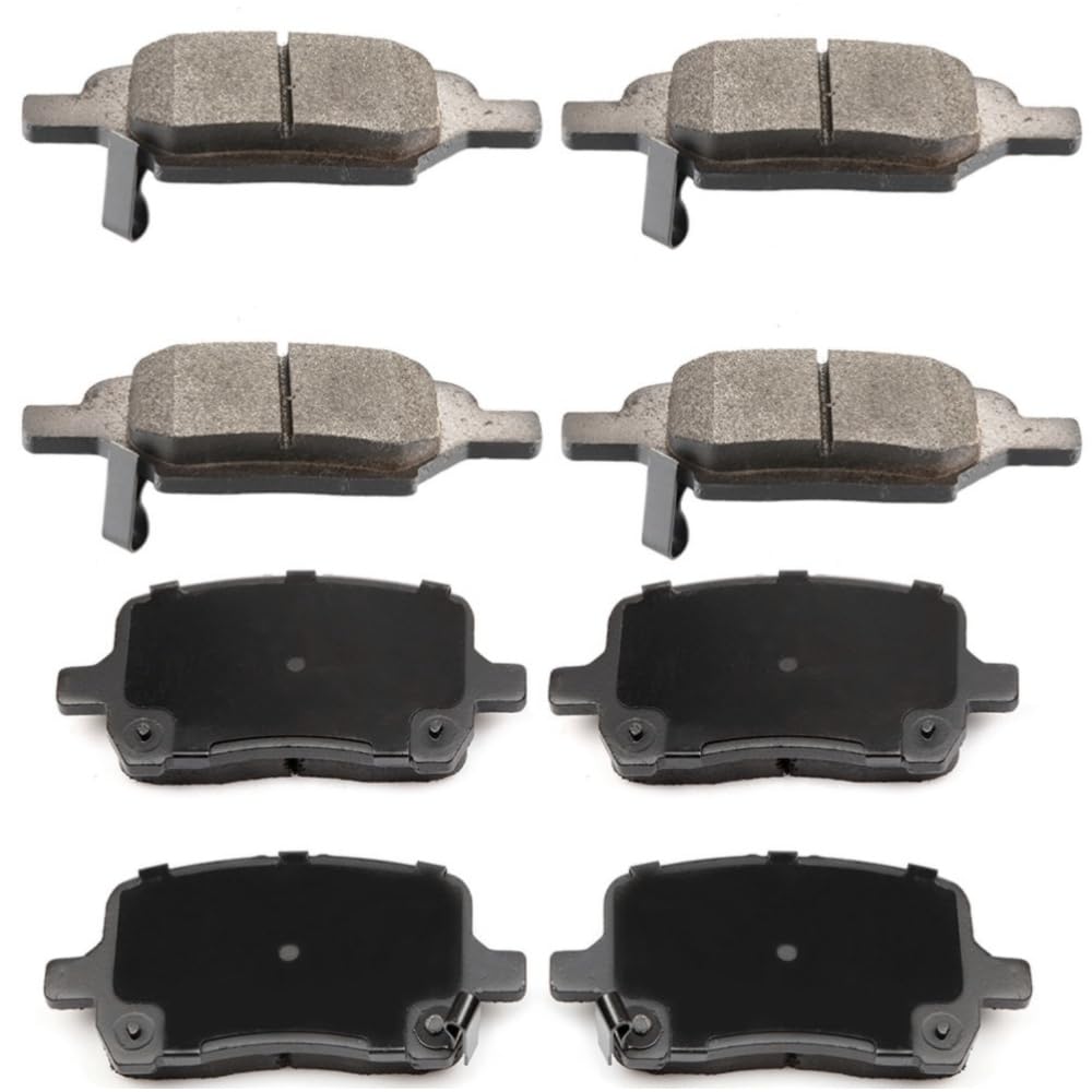 8pcs Disc Brake Pad Set Kit Front Rear Left Driver and Right Passenger Side Thermal Scorched Semi Metallic Low Ceramic Performance Slotted E82260701CP