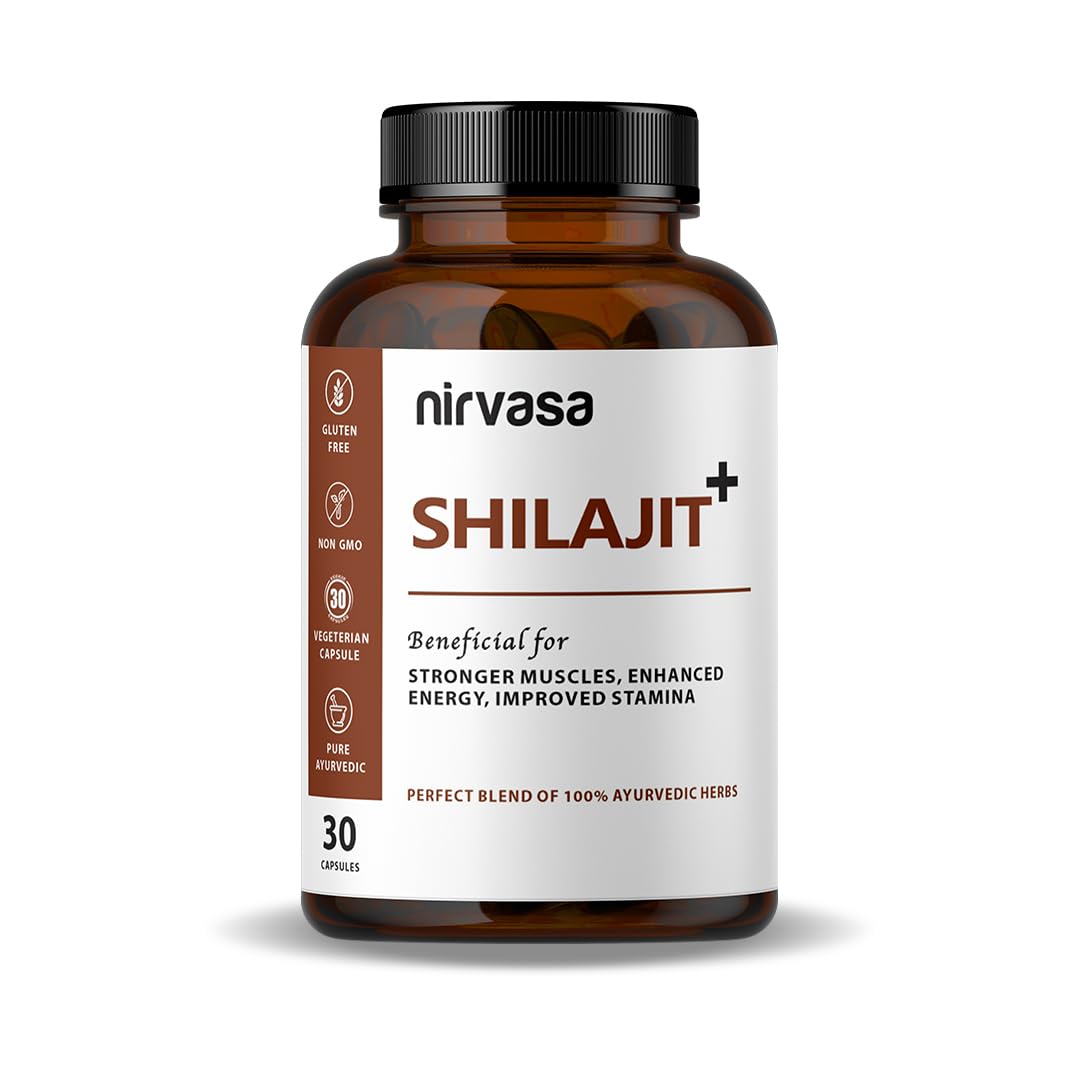 Nirvasa Shilajit Capsules (800 mg) with Safed Musli, Ashwagandha & Kaunch Beej | Purest Shilajit - 30 Capsules