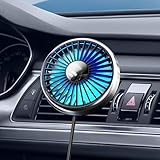 DICMKY USB Car Ven Fan with Color Light, 360°Rotatable Mini Portable Clip on Fans that Blow Cold Air, Car Ac Air Vent Booster Fan Small Cooler Cooling Fan for Vehicle, Van, Truck, SUV, Rv, Utv Cab