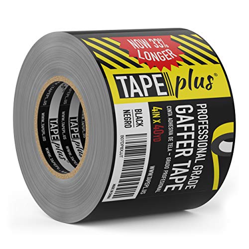 TapePlus Gaffer Tape Duct Tape Alternative - 4 in x 40 Yd, Black - Heavy Duty Waterproof Adhesive...