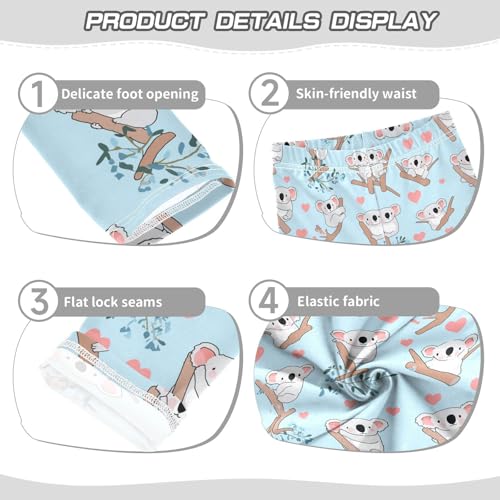 Cute Koala Bears Girls' Leggings Toddler Doodles Heart Kids Yoga Pants Dance Active Tights 4T3