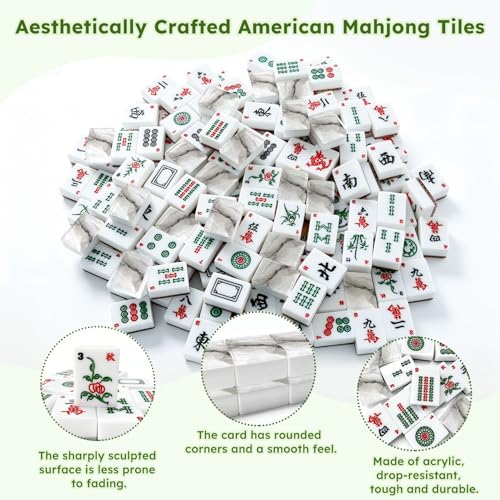 Set Americano de Mahjong 166 Fichas Acrílicas con Bolsa miniatura 6