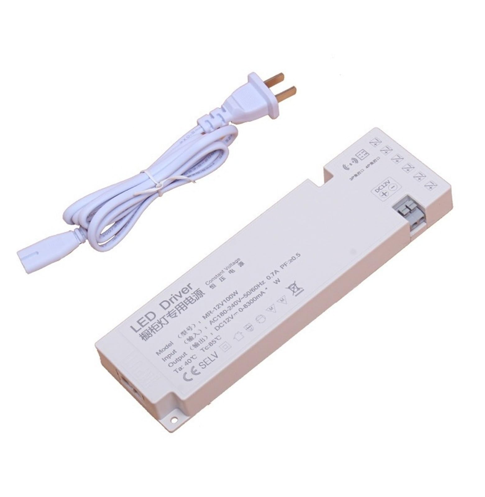 PWANUIGTE Cabinet Light Power Supply 24/36/60/100/120w Input AC180-240V Output DC12V(100W)