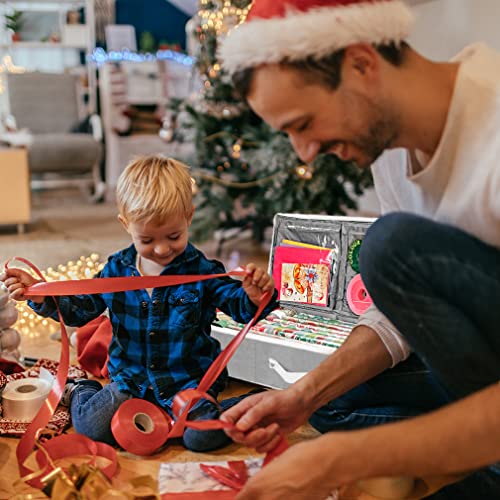 Primode Wrapping Paper Storage Container, Gift Wrap Organizer Under Bed, 41”X14”X6”, Fits 18-24 Rolls Up To 40”, Durable 600D Oxford Material, Wrap Storage Box Holder With Pockets For Ribbon, Bows, And Accessories (Grey) #TOP3