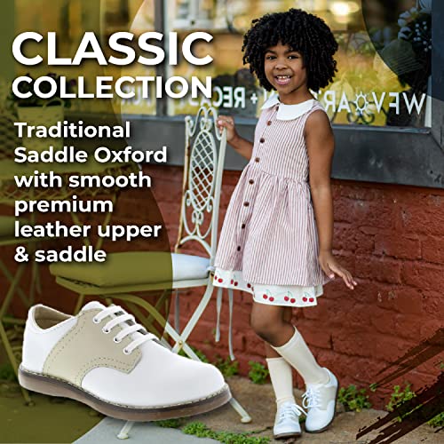 FOOTMATES Cheer Lace-Up Saddle Oxford Girls and Boys Dress Shoes with Wide Toe Box and Custom-Fit Insoles, Non-Marking Outsoles - for Infants, Toddlers and Little Kids, Ages 0-8 - Image 6