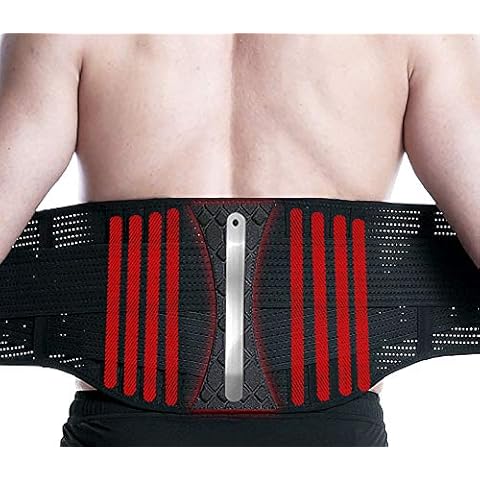 AmazeFan Back Support Brace with Support Struts and Adjustable Pull Straps and Breathable Nylon Fabric Relieves Back Muscles and Posture Correction, L Cover