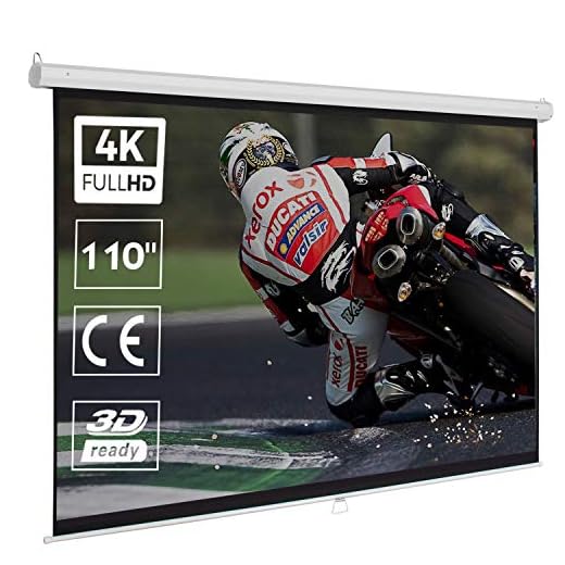 Pantalla Manual Mural de 110", Dimensiones de la Tela 2,43 x 1,38 Metros, cajetin de Acero 2,58 Metros, Pantalla para proyector Compatible con 4K, 16:9 (110 Pulgadas 16:9)