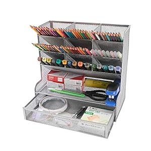 Vikmyer Mesh Desk Organizer Multi-Functional Desktop Stationery Pen Holder Box for Home Office School Supply Storage Rack