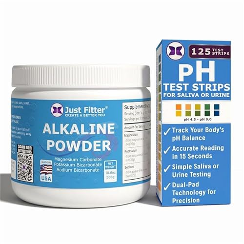 Just Fitter pH Balance Kit – Alkaline Mineral Blend for Hydration & pH Focused Lifestyles + pH Test Strips for Urine & Saliva
