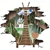 XYG 3D Stickers Three-Dimensional Wall Stickers and Floor Stickers (Waterfall Suspension Bridge)