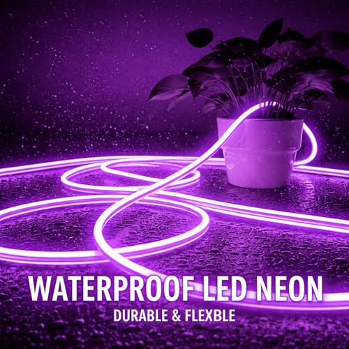 Image of Purple Neon LED Strip Light 5 Meter with Adapter | Flexible IP65 Waterproof Silicone Rope Light for Indoor and Outdoor Bedroom, Ceiling, Gaming Room, Party & Decoration
