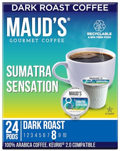 Image of Maud's Sumatra Coffee Pods, 24 ct, Dark Roast Coffee in Recyclable Single Serve Pods - 100% Arabica Coffee, Compatible with Keurig K Cups Maker