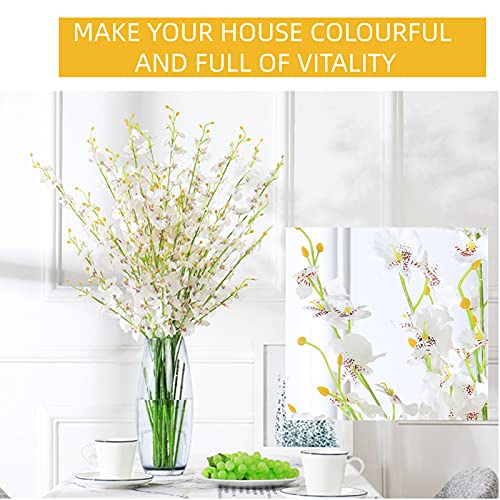 Miujoy Dancing Lady Orchids, 10 Pcs Artificial Flowers Artificial Long Stem Flowers Fake Orchids White Flowers In Bulk For Indoor Outdoor Wedding Home Office Decor (White) #TOP3