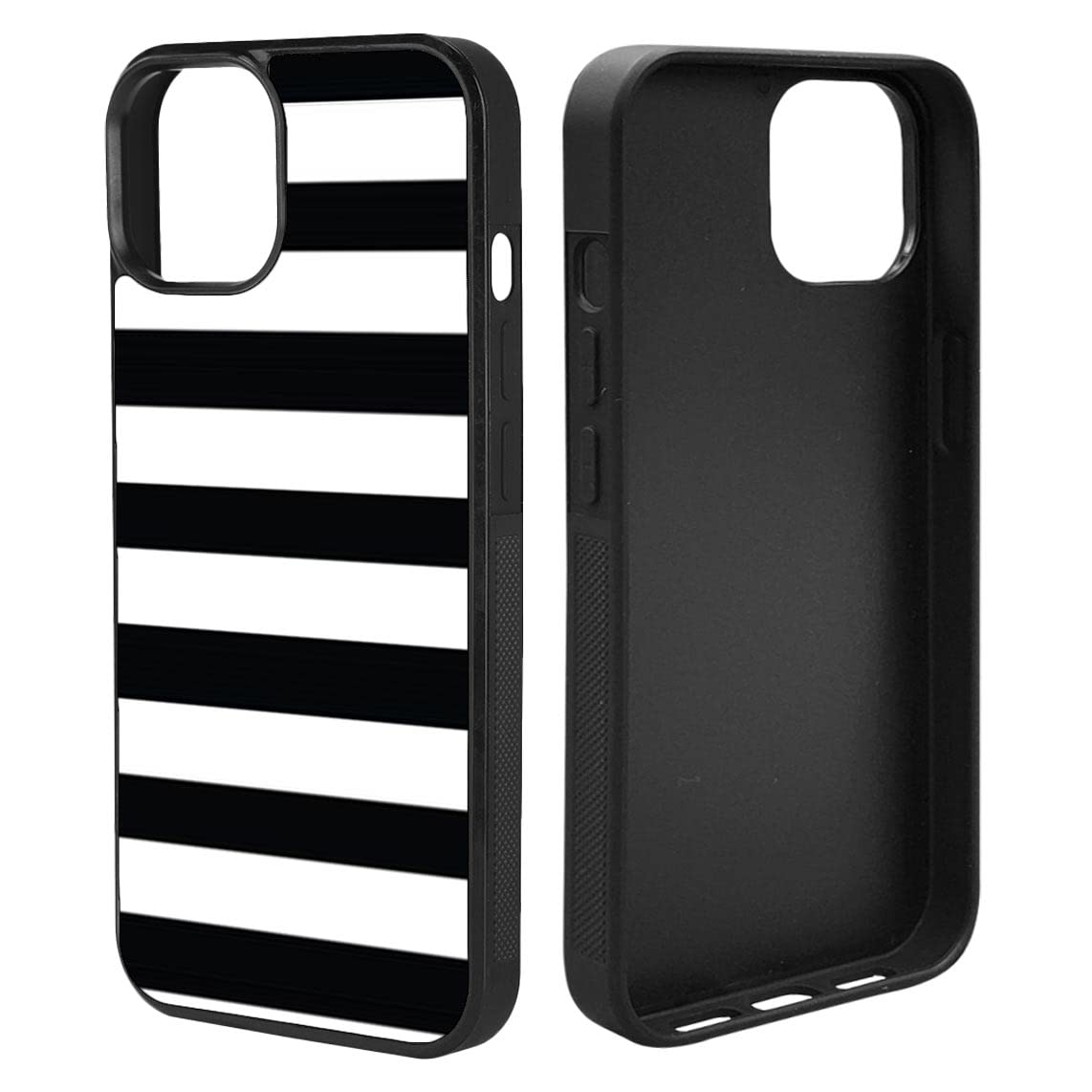 Custom Case Compatible with iPhone 11 (Black and White Bold Stripes)  Edge-to-Edge Rubber Black Cover Ultra Slim Lightweight Includes Stylus