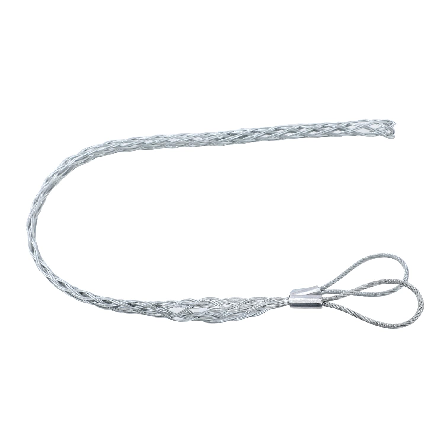 Katsu Tools Silver Katsu Cable Pulling Grip Socks For 25-37Mm Cable, 800Mm Length Twin Hook Galvanized Steel Anti-Slip Cable Wire Traction Sleeve Flexible Mesh Puller Rope Cable Sock