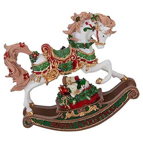 9\" Musical Merry Christmas Rocking Horse Figure