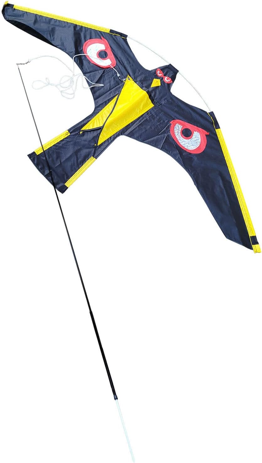 Flying Hawk Kite Garden Bird Repeller Scarer Extendable With 6m Telescopic Pole Repellent Anti Bird Deterrent Pigeon Large Seagull Crow Scarecrow Flying Crop Protection Garden Farmers