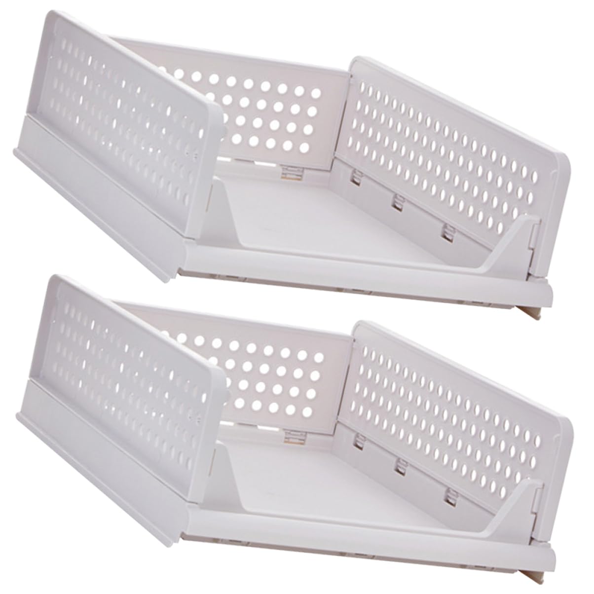 Este Paquete de 2 Cajas de Almacenamiento de plástico apilables - cajones Plegables para Ropa y Accesorios - soluciones para Ahorrar Espacio en armarios y organización del hogar