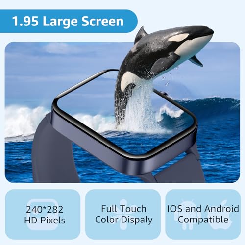 KIUVKAS Smart Watch for Men Women Answer/Make Call, 1.95" Full Touch Screen Fitness Watch with Heart Rate and Sleep Monitor, Fitness Tracker with 140+ Sports Step Counter for Android iOS - Image 3