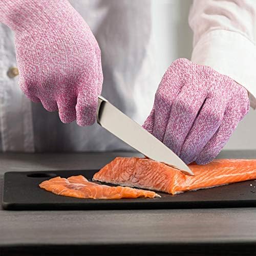 Evridwear 2 Colors 2 Pairs Combo Level 5 Cut Resistant Gloves with Strong Silicone Grip Dots Kitchen Meat cutting Fish Fillet Shucking and Mandolin Slicing Free E-book (S, Pink+Gray)