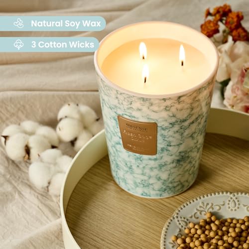 Image of M&SENSE Extra Large Candle 35oz 150H FreshSageCitrus Scented Candle,3 Wick Highly Scented Jar Candle, XL Candles Gift for Stress Relief, Meditation, Yoga