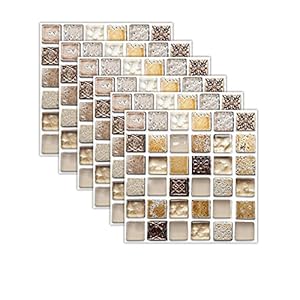 RAILONCH Zelfklevende tegelstickers, pvc, waterdicht, tegelstickers, decoratieve tegelfolie voor badkamer, keuken (727…