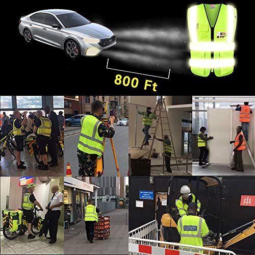 zojo Coletes de segurança de alta visibilidade com bolsos, colete refletivo por para trabalhos ao ar