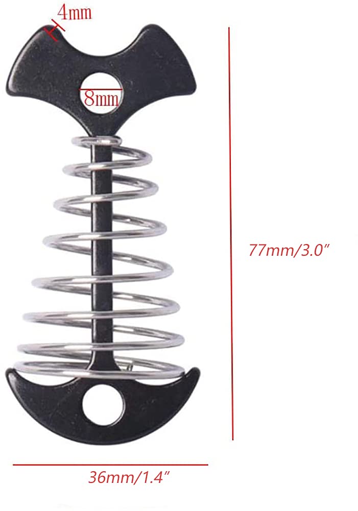 Alnicov 10Pcs Deck Plank Board Tent Stakes,Fishbone Deck Anchor Pegs with Spring Buckle for Outdoor Camping Hiking,Black